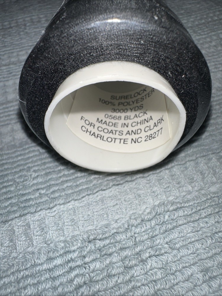 Coats Surelock 0568 Black Polyester Thread, 3000 Yds