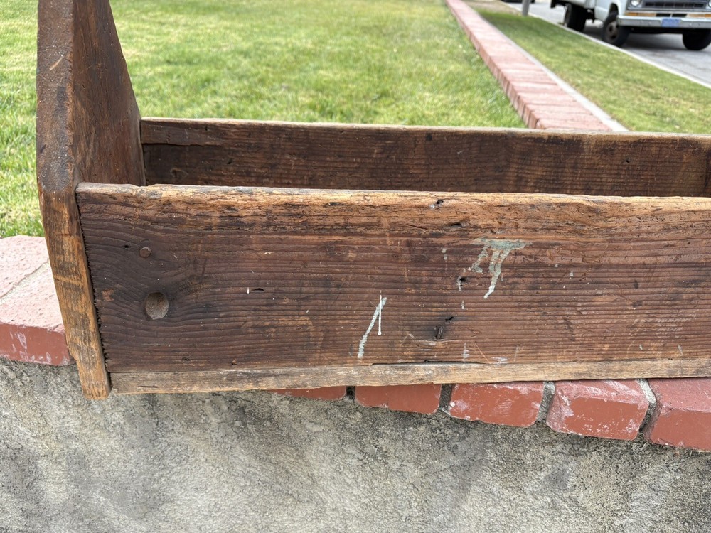 Vintage Handmade Wood Tool Caddy Tool Box Rustic Tray Extra Long.