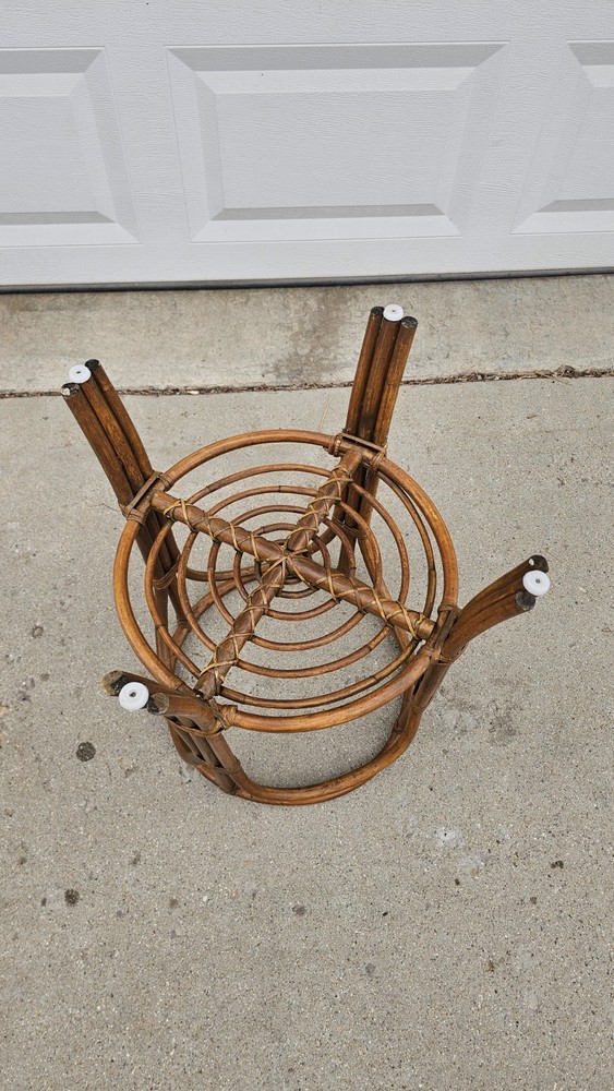 Vintage MCM Bamboo Table Wicker