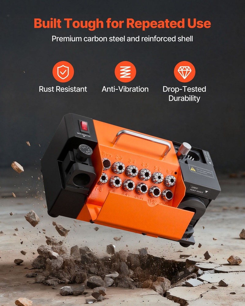 VEVOR Drill Bits Sharpener MR-13A+, 3-15mm Drill Bit Grinder Sharpener with 95°-