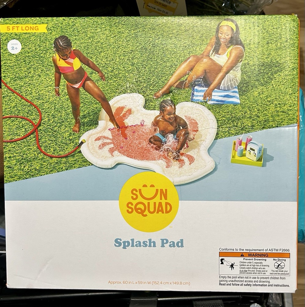 New Sun Squad 5Ft Long Inflatable Crab Splash Pad