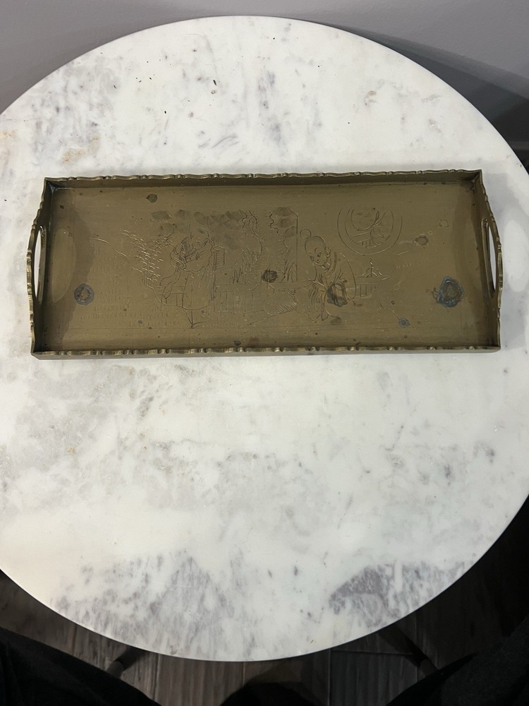 old etched brass tray 5*12”