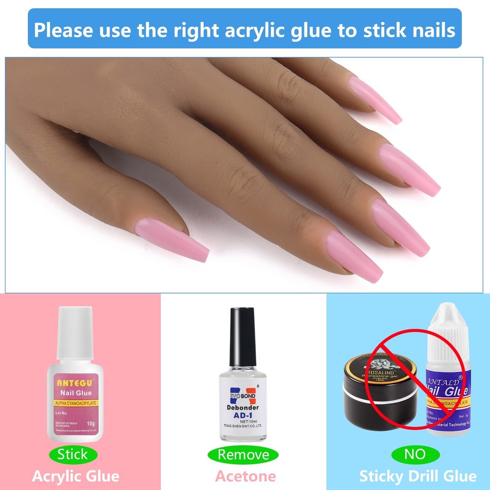 Silicone Practice Hand for Acrylic Nails with Bracket,Realistic Nail Practice...