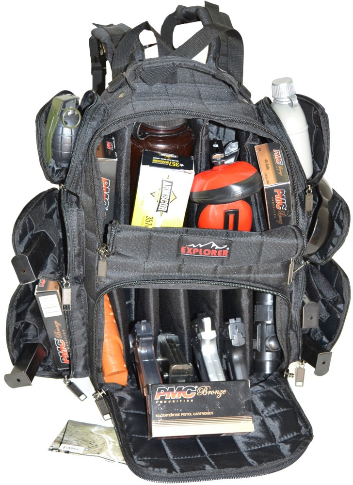 Black - Explorer Tactical Range Backpack Gun Pistol Survival Emergency Kit