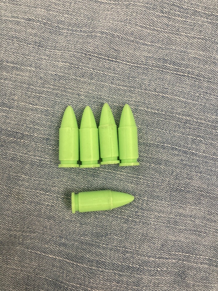 9mm Snap Cap Dummy Rounds, Neon Green