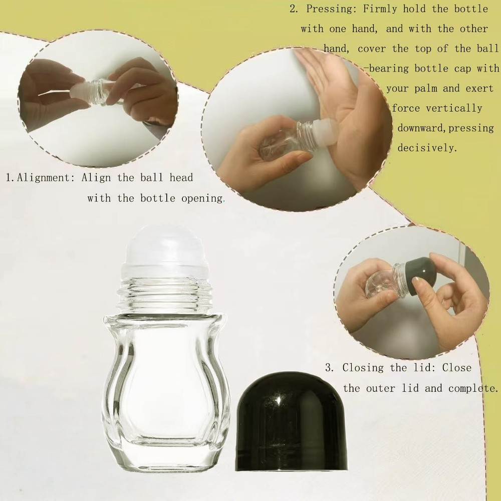 2 Pcs 30ml Glass Roll On Bottles Empty Refillable Rollerball for Essential Oils