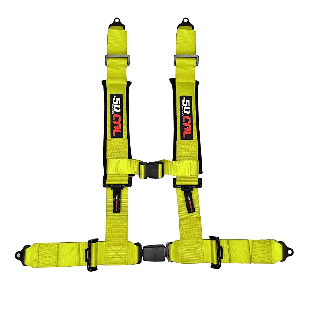 4 Point Off Road Harness 3" Belt Auto Style Buckle Push Button Release YELLOW