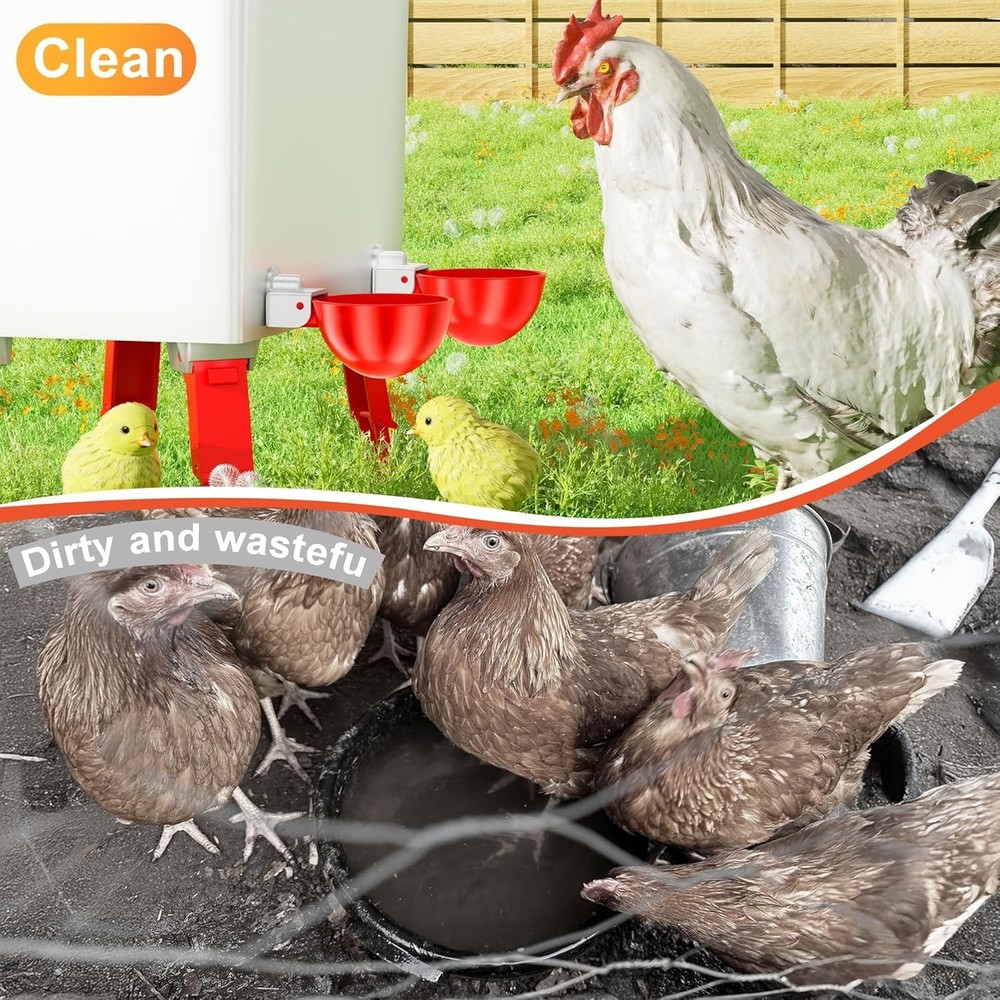 High-Quality Automatic Poultry Waterer Cups - 6 Count with Quick Install Kit