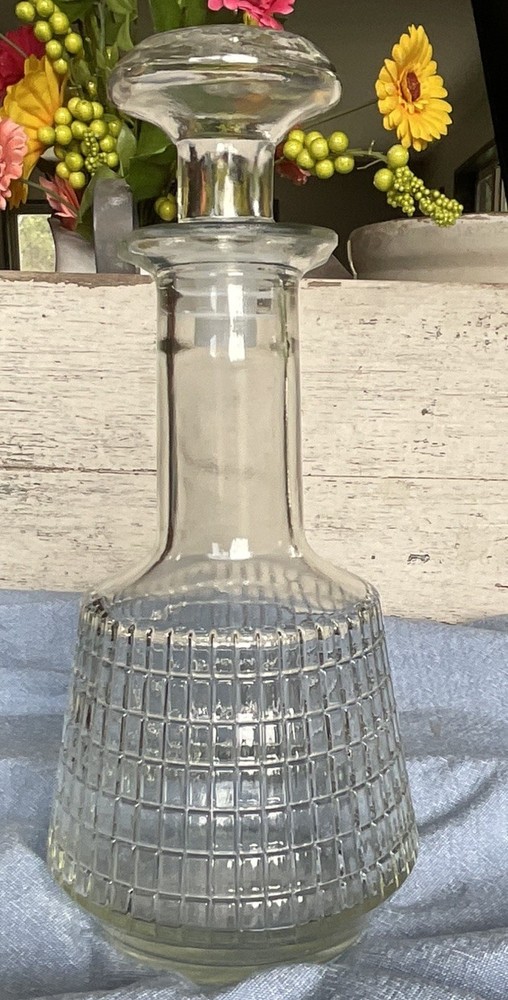 Vintage Whiskey Clear Glass Decanter Very Nice Shape