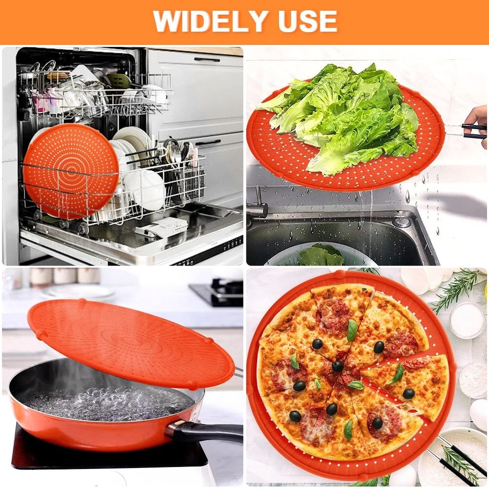 Splatter Screen for Frying Pan, Grease Guard, red, Red