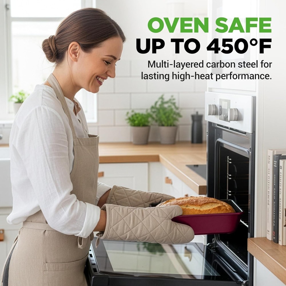 8-Piece Nonstick Stackable Bakeware Set - PFOA, PFOS, PTFE Free Baking Pan Se...