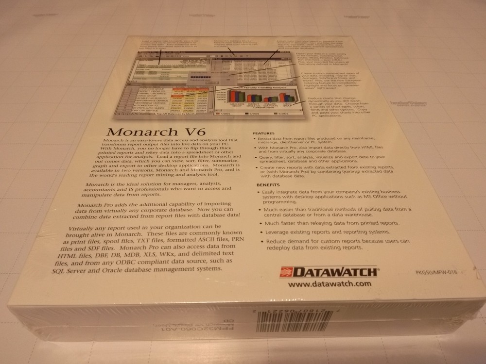 Monarch V6.0 Software New in Box, Sealed - produced by Datawatch