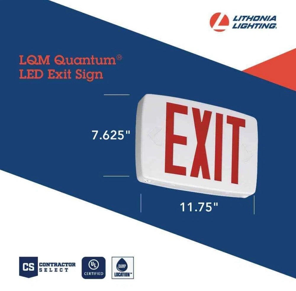 Lithonia Lighting Contractor Select LQM Series Red Exit Sign W/Back Up Battery