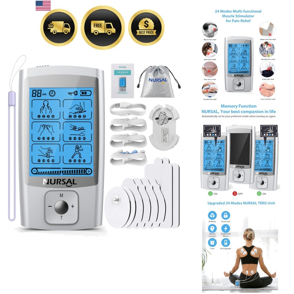 24 Modes TENS Unit Muscle Stimulator with Continuous Stimulation, Rechargeabl...