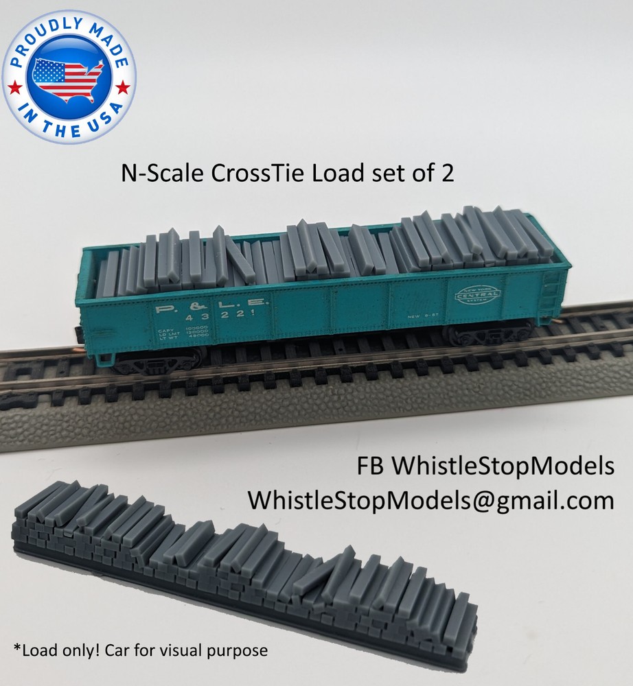 Z Scale Crosstie Flat Car Load