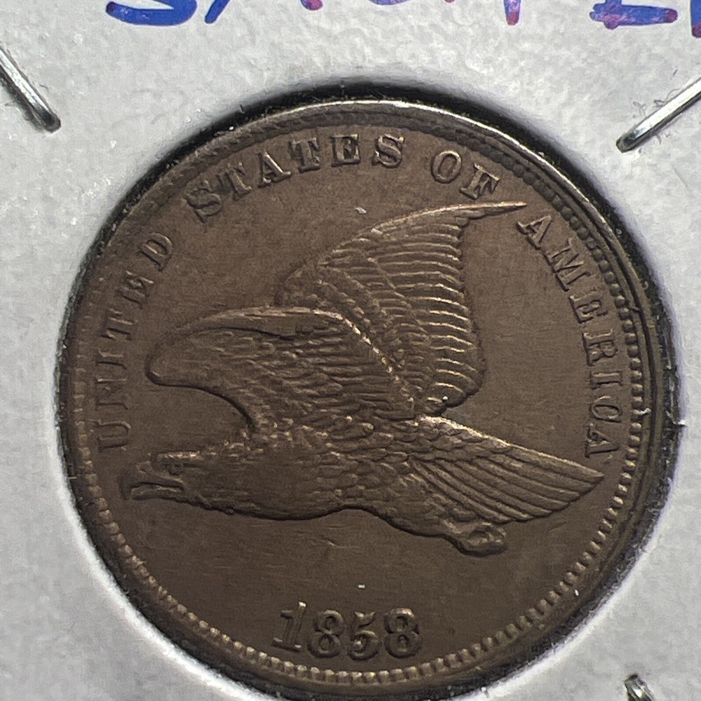 1858 Flying Eagle Cent - Small Letters RPD REPUNCHED DATE