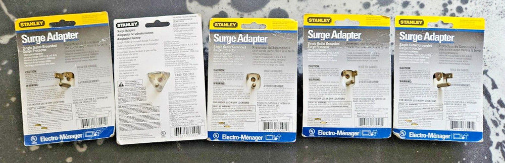 Stanley 33201 Surge Adapter Single Outlet Grey 5 Pack