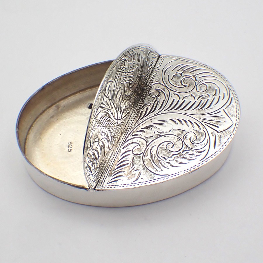 Oval Two Compartment Pill Box Sterling Silver