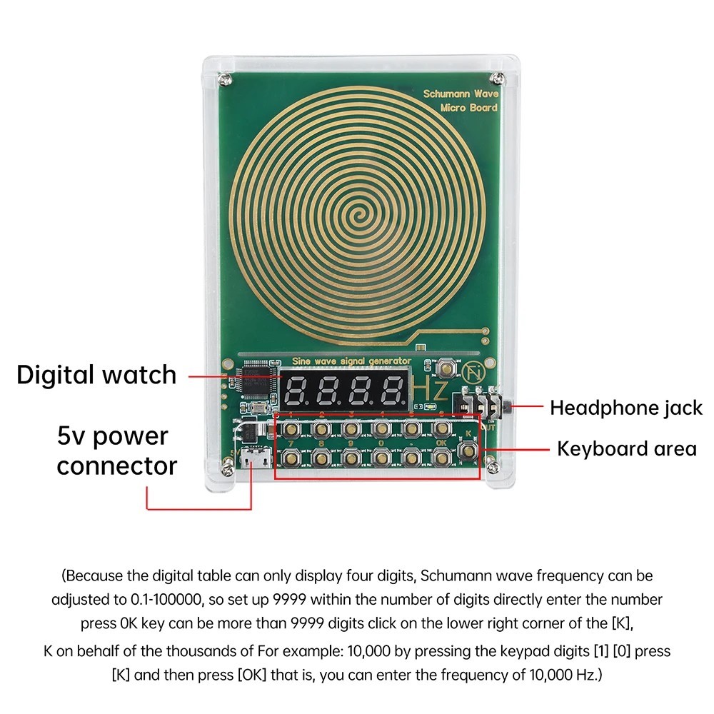 For Schumann Wave Generator Pulse Sine Frequency+Audio Output Connector+Case