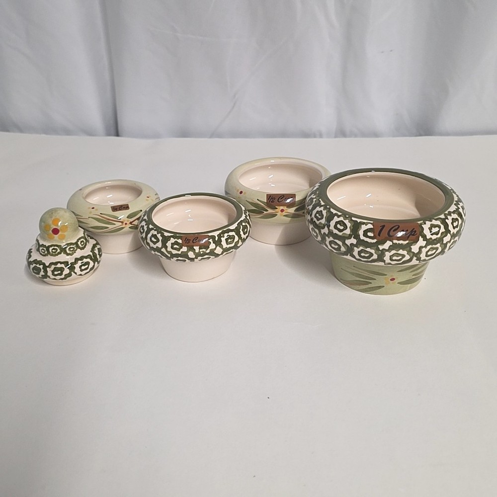 Temptations Green Stacking Measuring Cups Tara Old World Vintage Nesting Kitchen
