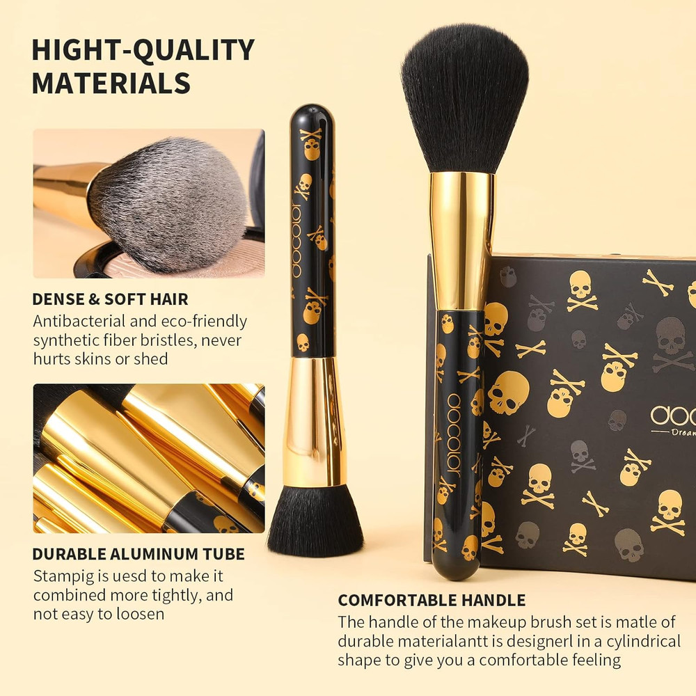 Makeup Brush Set Professional 12Pcs Goth Makeup Brushes Premium Gift Face Powder