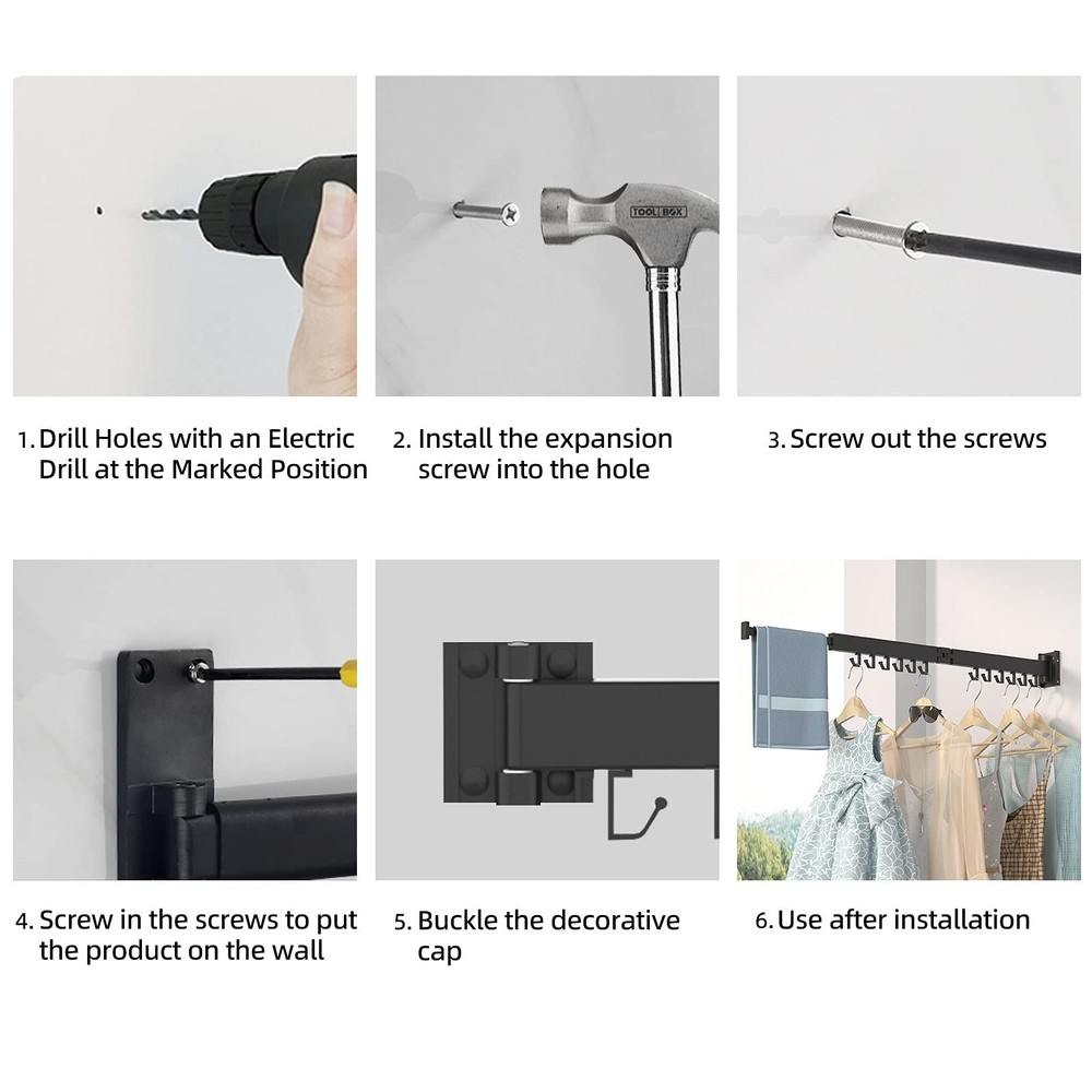 Wall Mount Clothes Drying Rack, 2-Fold Foldable & Sturdy Laundry Drying Rack ...