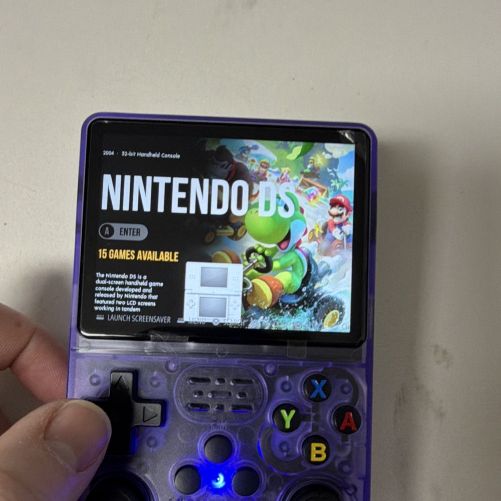 R36S Open Source Handheld Game Console Purple Transparent USB-C