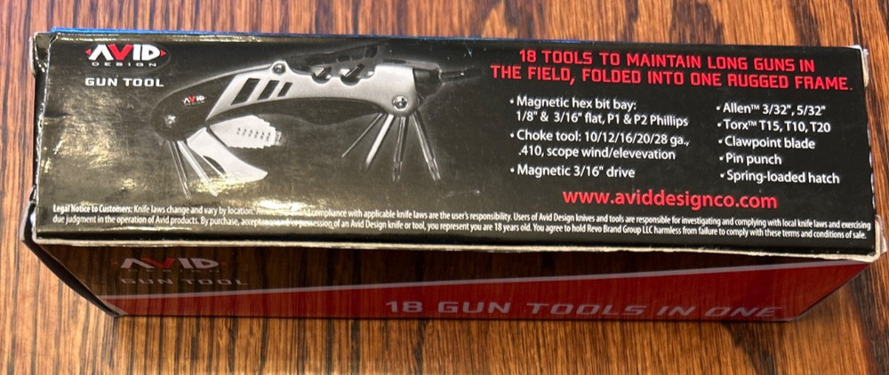 AVID Design Gun Tool World's #1 Shooters Multi-Tool. 18 tools in 1 Pre-Owned