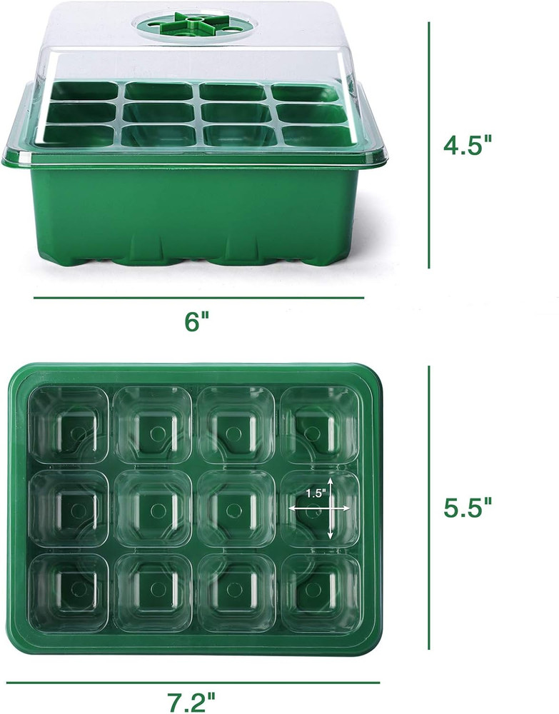10-Pack Seed Starter Kit Seedling Starter Tray (12 Cells) Humidity Adjustable Pl