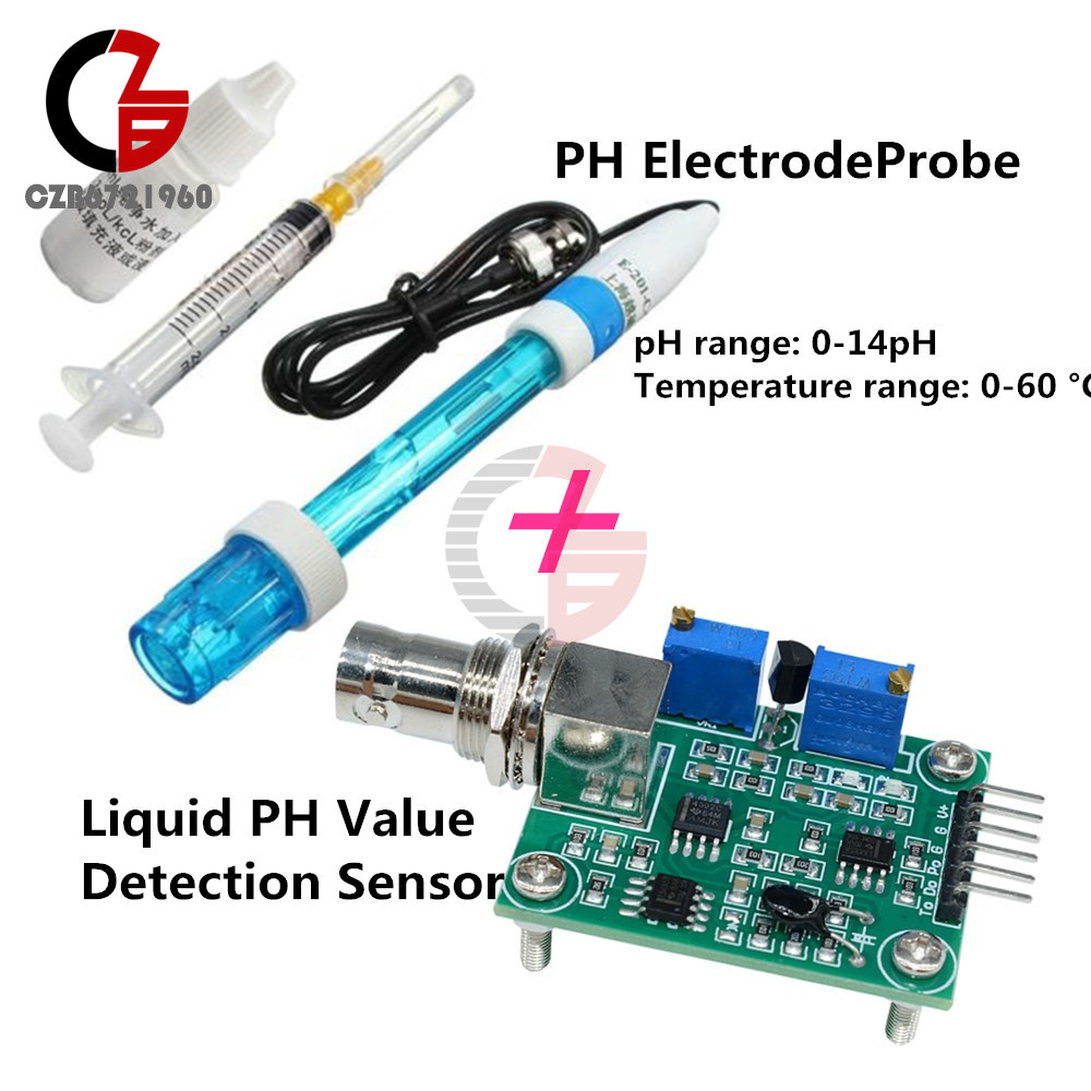 Black/Blue PH Electrode Probe + Liquid PH Value Detection Sensor BNC Module