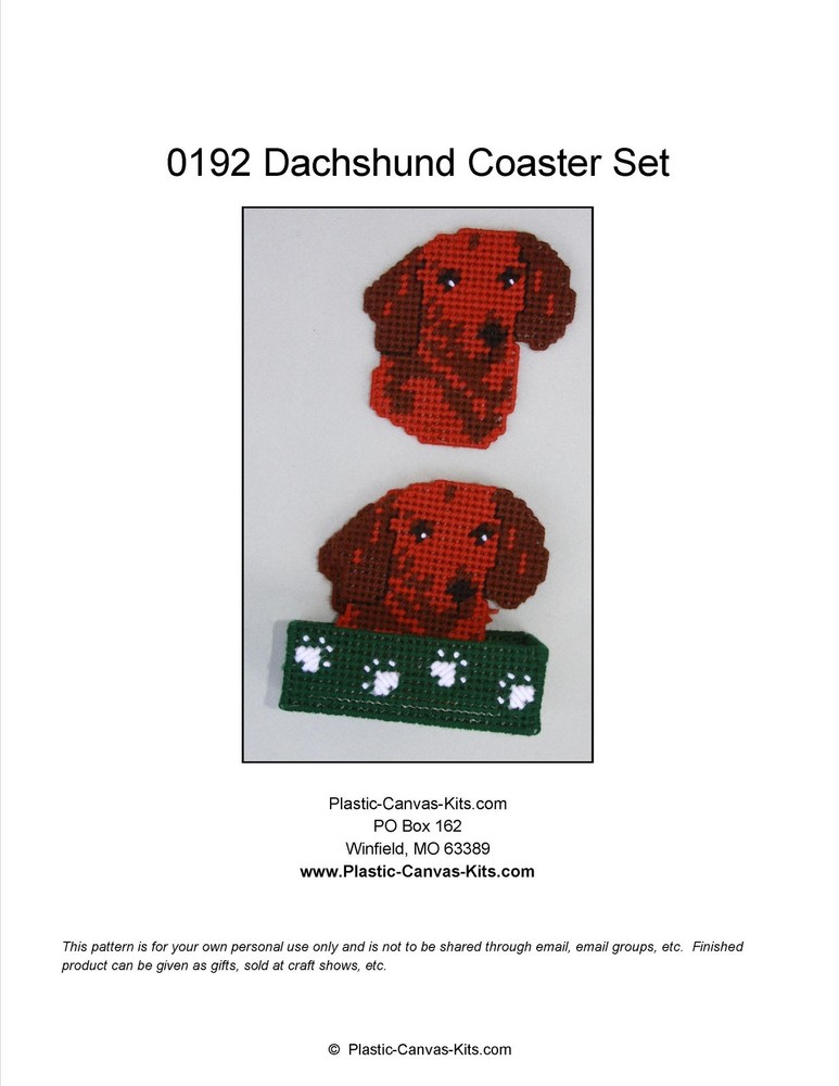Dachshund Dog Coaster Set-Plastic Canvas Pattern or Kit