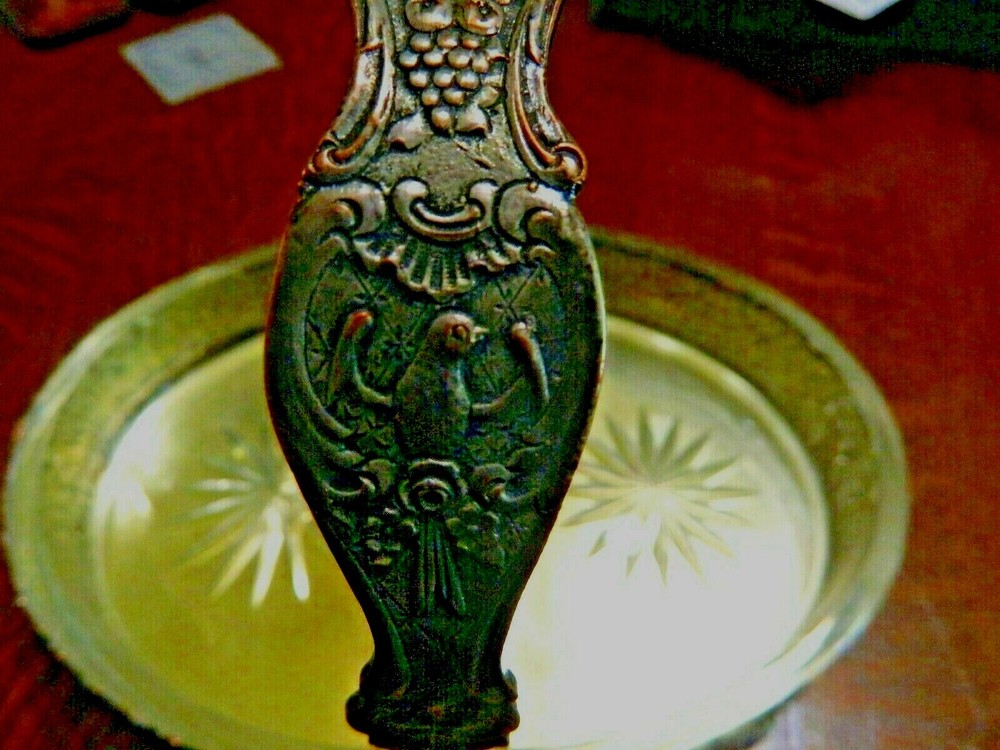 *Vintage Repousse COPPER/ Silver Metal Divided Candy Dish W/Handle-