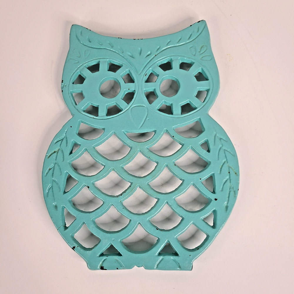 Cast Iron Turquoise Owl Trivet