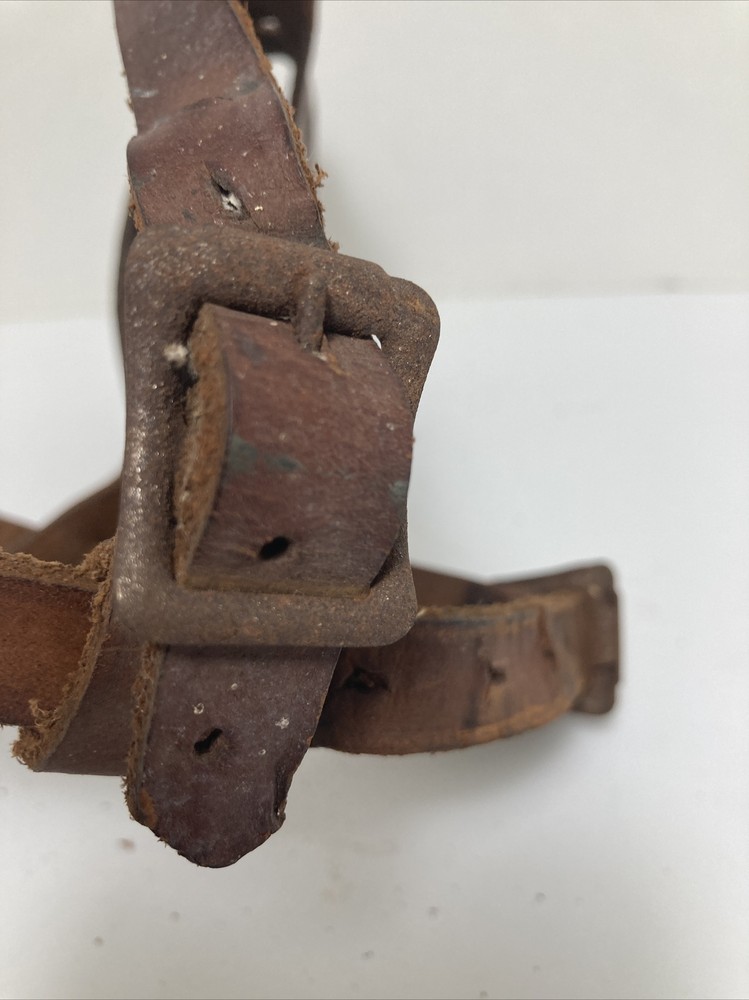 Vintage Thick Leather Dog Muzzle Large - XLarge adjustable strap