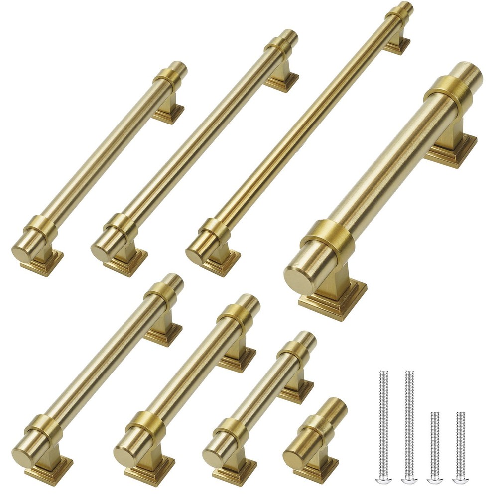 Satin Brass Brushed Gold Stainless Cabinet Handles Pulls Kitchen Hardware