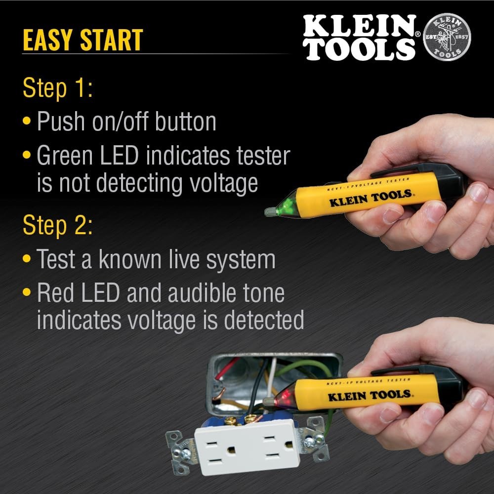 Compact Electrical Tester Set: Non-Contact Voltage & GFCI Receptacle Testing Kit