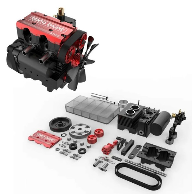 L200AC 4-Stroke 7cc 2-Cylinder Nitro Engine Kit&Ignition Module Assemble Model