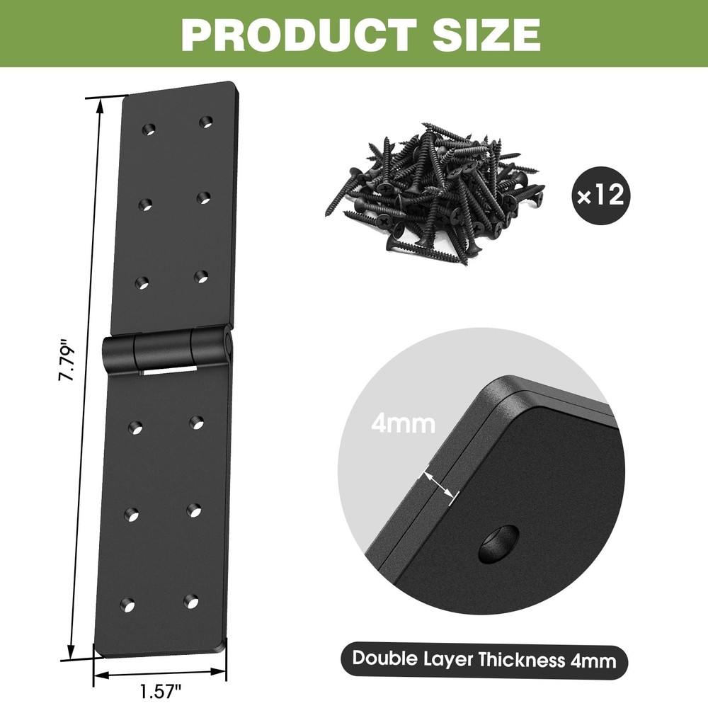 Heavy Duty Gate Hinges,270° Solid Double Layer Folding Butt Hinges with Ele