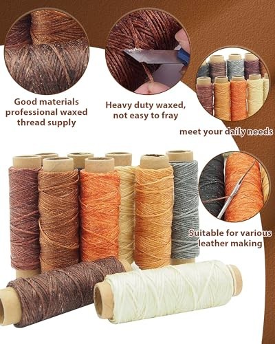 Leather Craft Kit for Beginners - Professional Tools, Waxed Thread, Groover, Awl