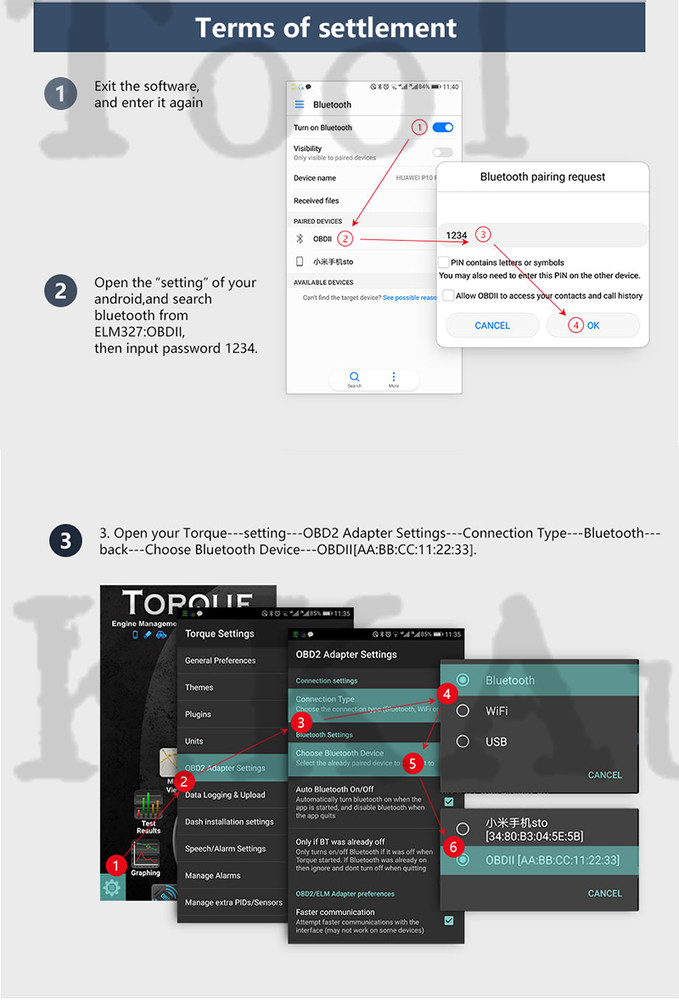 ELM327 OBD2 Code Reader Bluetooth Auto Interface Adapter Diagnostic Scanner Tool