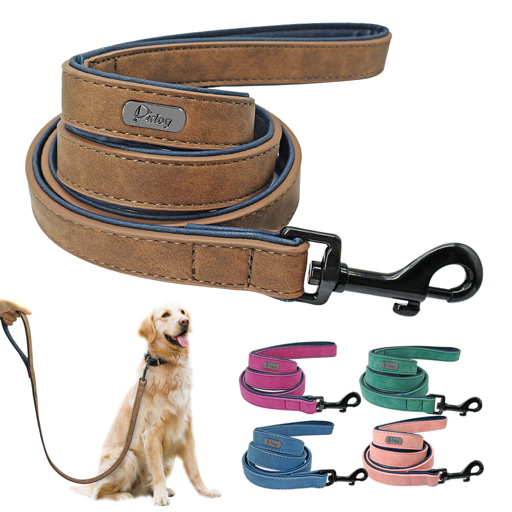 Custom Personalized Leather Dog Collar Leash Optional Padded ID Name Engraved
