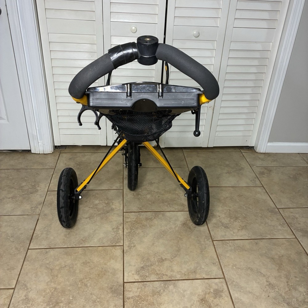 Sun Mountain Yellow Push Pull Golf Speed Cart 3 Wheel Folding Collapsible