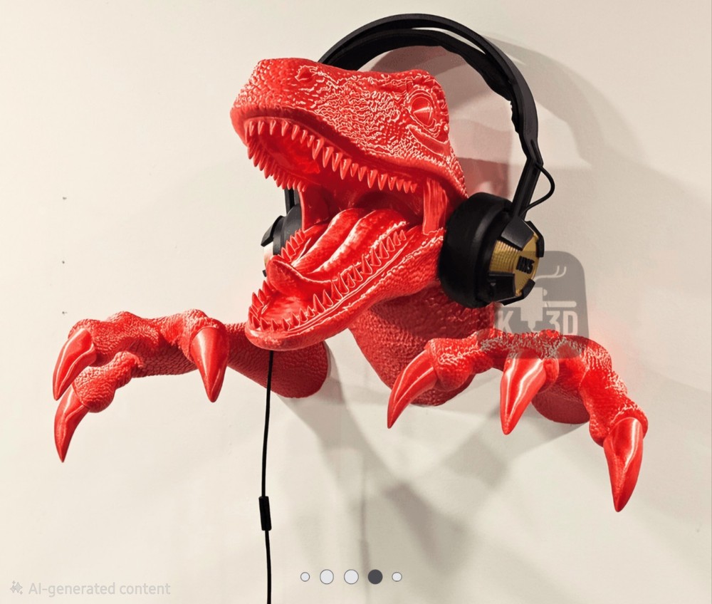3D Printed Raptor Dinosaur Controller Holder Wall Mount | Gaming Headset Stand |