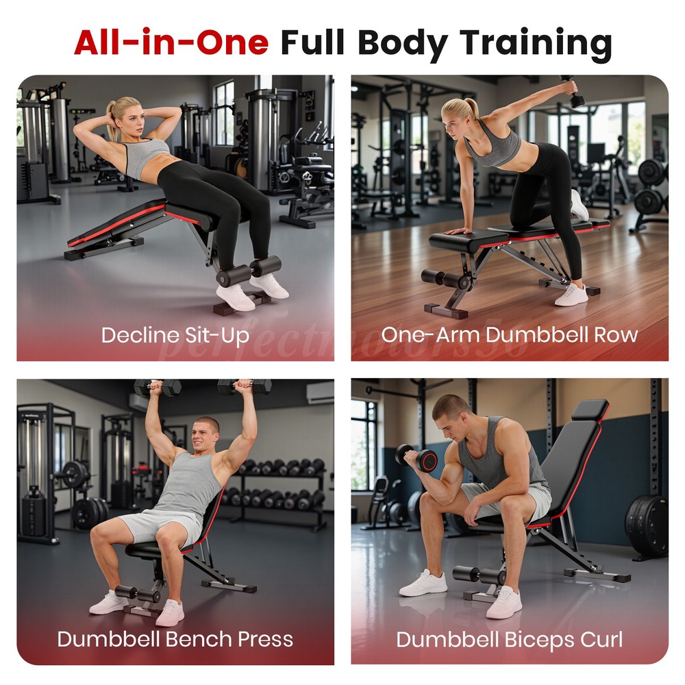 700LBS Adjustable Foldable Weight Bench Home Gym Strength Training Workout Bench
