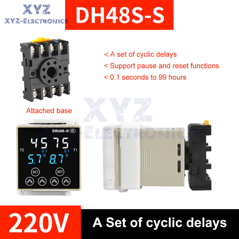 DH48S Smart Digital Delay Time Relay Precision Programmable Cycle W/ Socket Base