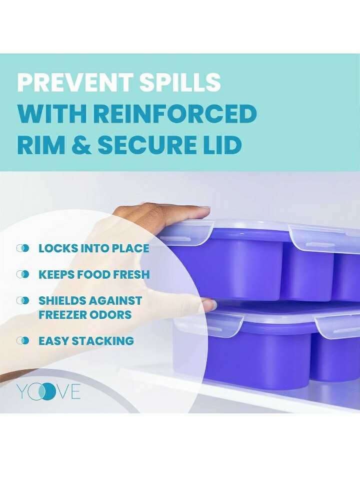 Yoove 1 Cup Silicone Freezing Tray Cube Molds With Lid Supercube (2-Pack)