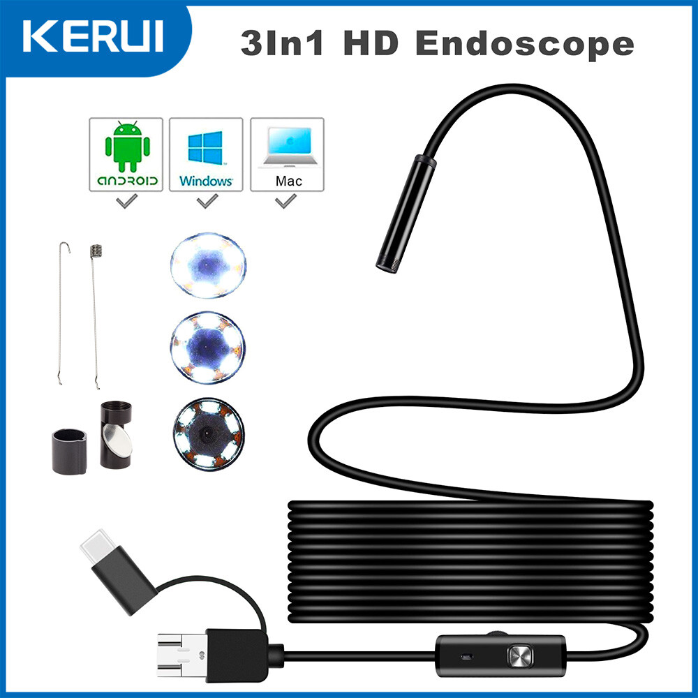 New 6LED USB Snake Endoscope Borescope HD Inspection Camera For Android Type C