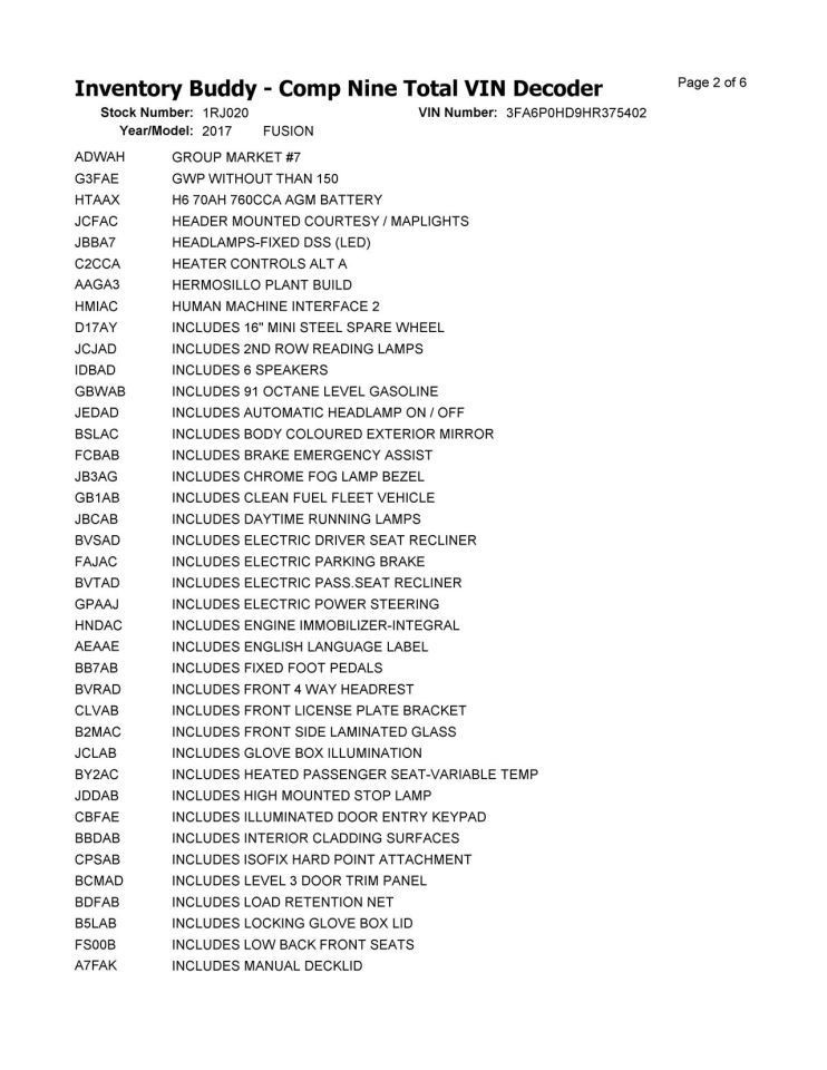 FUSION 2017 High Mounted Stop Light 104920547