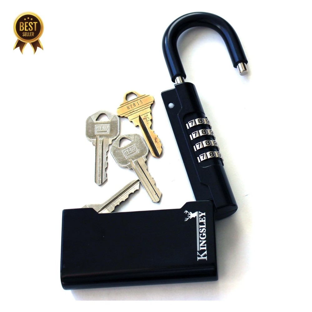 Portable Key Lock Box Resettable Combination Key Safe Black