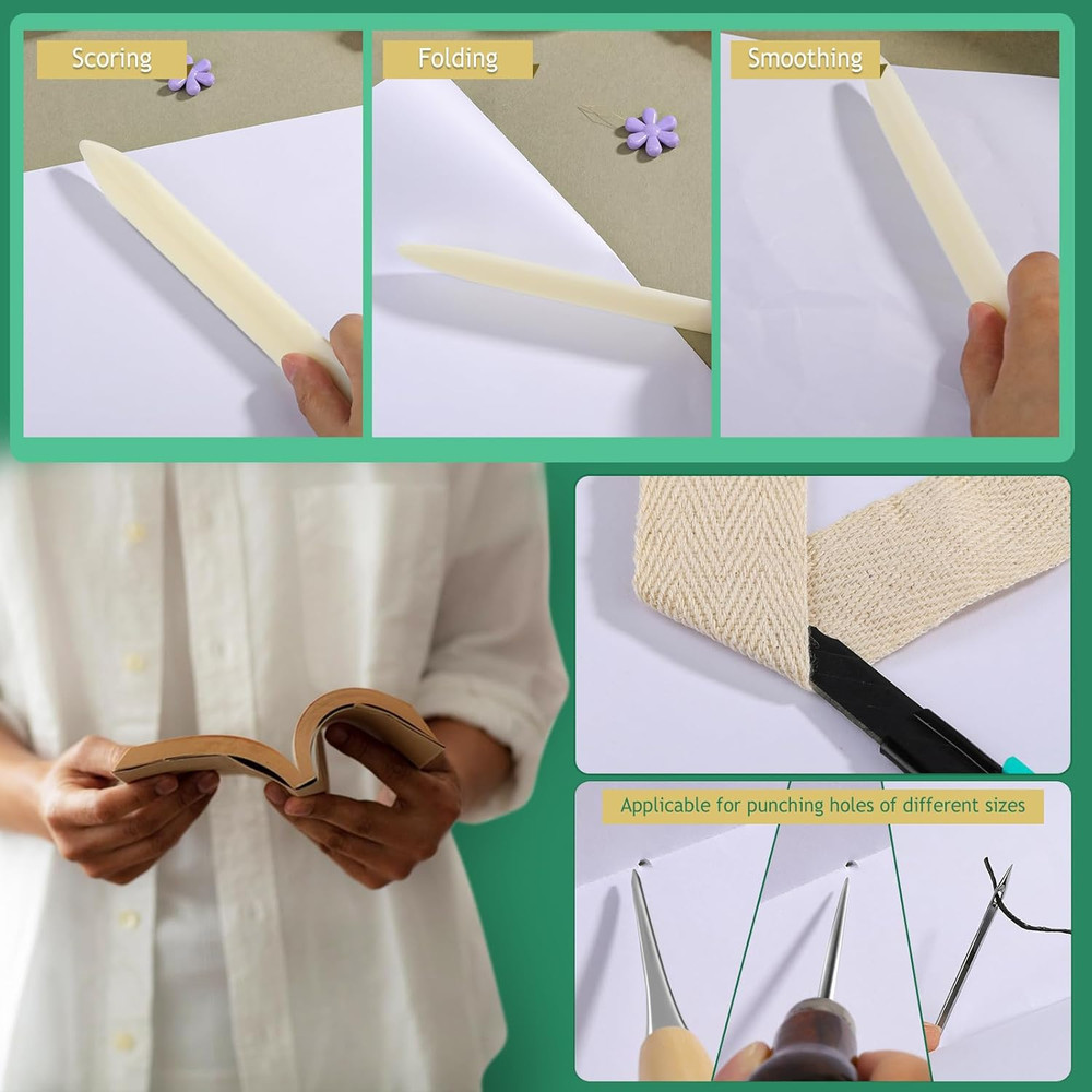 65 Pcs Book Binding Kits Book Binding Materials Bone Folder Tool Bookbinding Sup